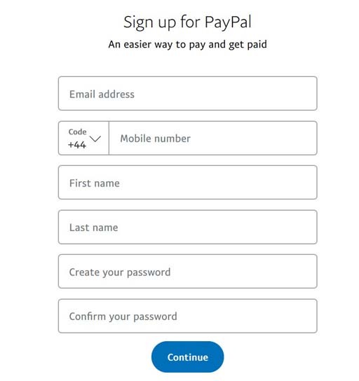 paypal ewallet sign up