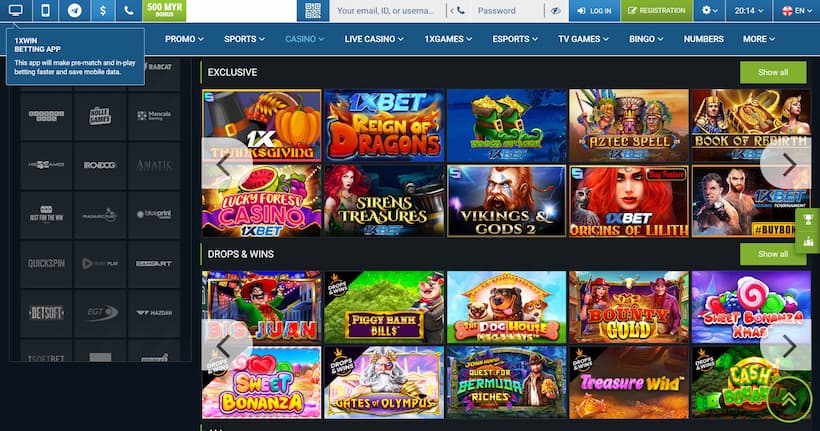 1XBet Online Casino - Slot Games Gallery Page