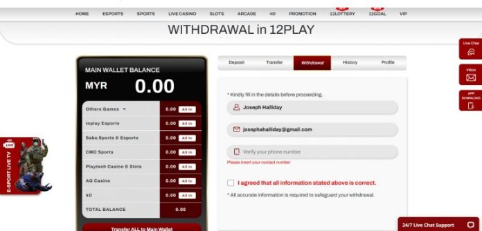 12Play Malaysia withdrawals