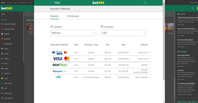 bet365 deposits