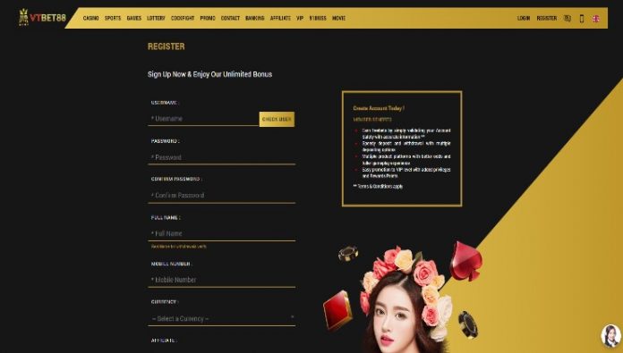 Registering at VTBet88 sportsbook